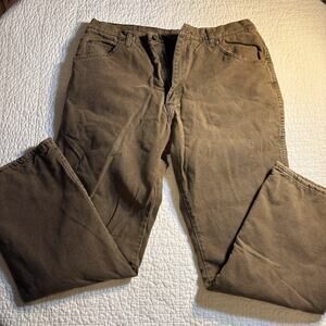 Wrangler Rugged Wear Thermal Lined Jeans Mens 38x32 Brown Insulated Work Pants